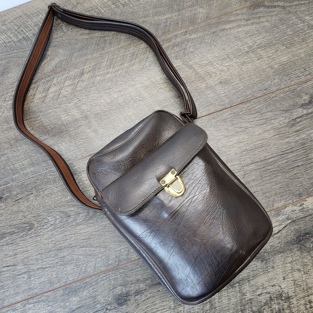 Vintage Binoculars Leather Carrying Case with Adjustable Strap Brown